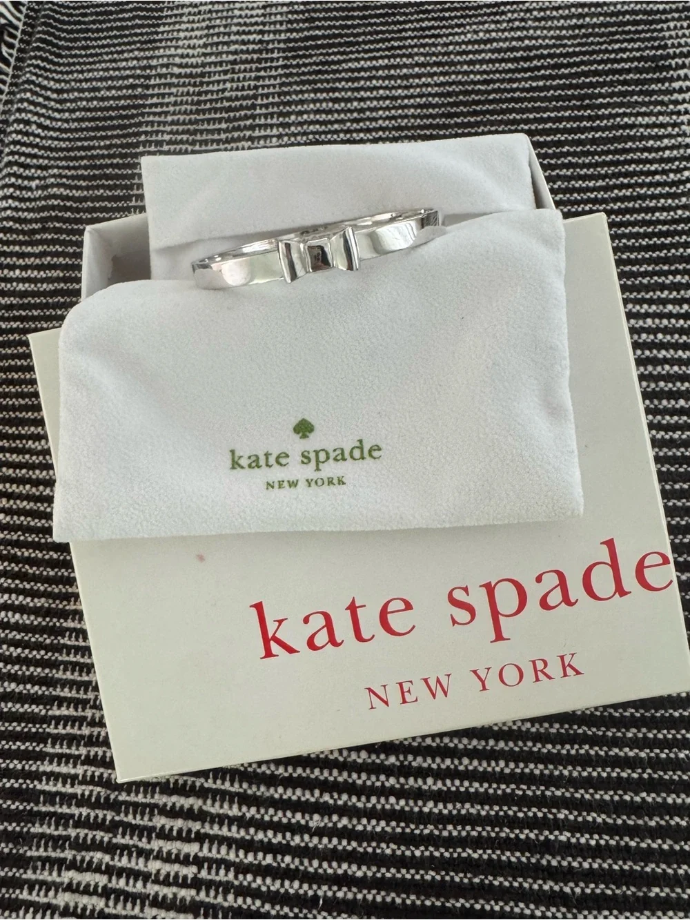 Kate Spade Silver Bow Bangle Bracelet Polished